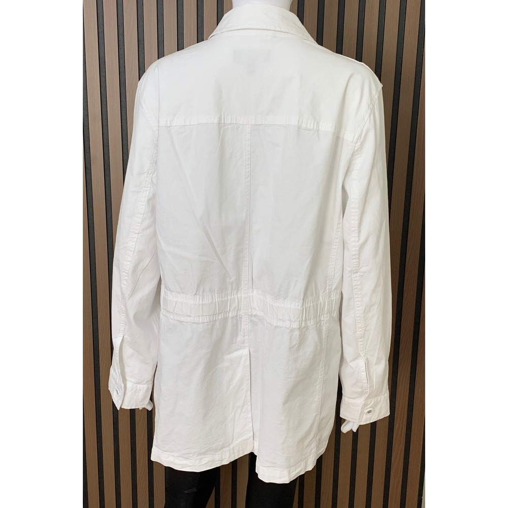 Talbots Plus Women's White Utility Safari Jacket Cotton Blend Button Front 1X - Picture 3 of 9